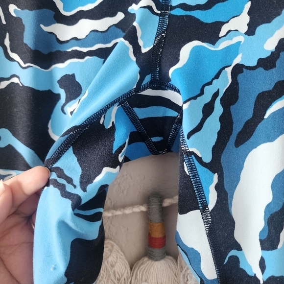 Lululemon Wunder Under High Rise Pant Bloom Beach Blanket Blue Ice Milk Yoga 4 - Picture 7 of 11